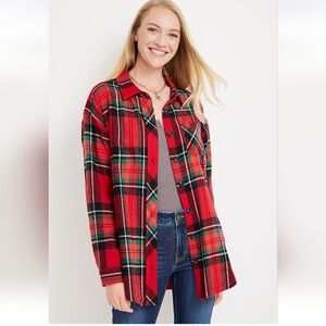 NWT Maurices Cabin Plaid Boyfriend Button Down Shirt Sz L